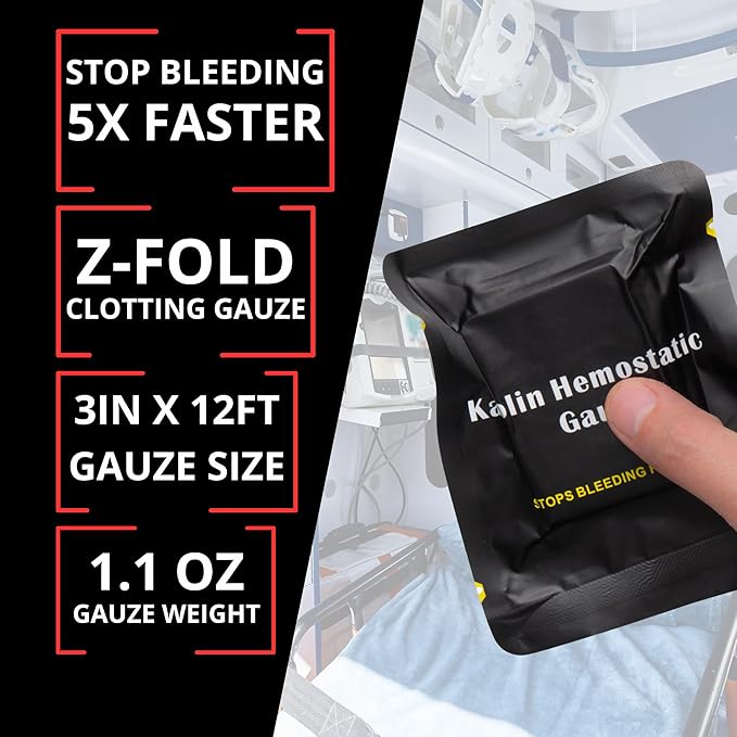 First Aid Advanced Quick Clotting Combat Gauze - Flexible Hemostatic Gauze - to Stop The Bleed kit Faster with Quick Clotting - Survival Kit Supplies - 3" x 12.5' - Pack of 2