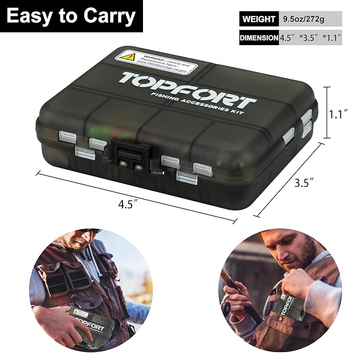 TOPFORT 187/343pcs Fishing Accessories Kit, Organized Fishing Tackle Box with Tackle Included, Fishing Hooks, Fishing Weights Sinkers, Fishing Gear and Equipment, Fishing Gift for Men