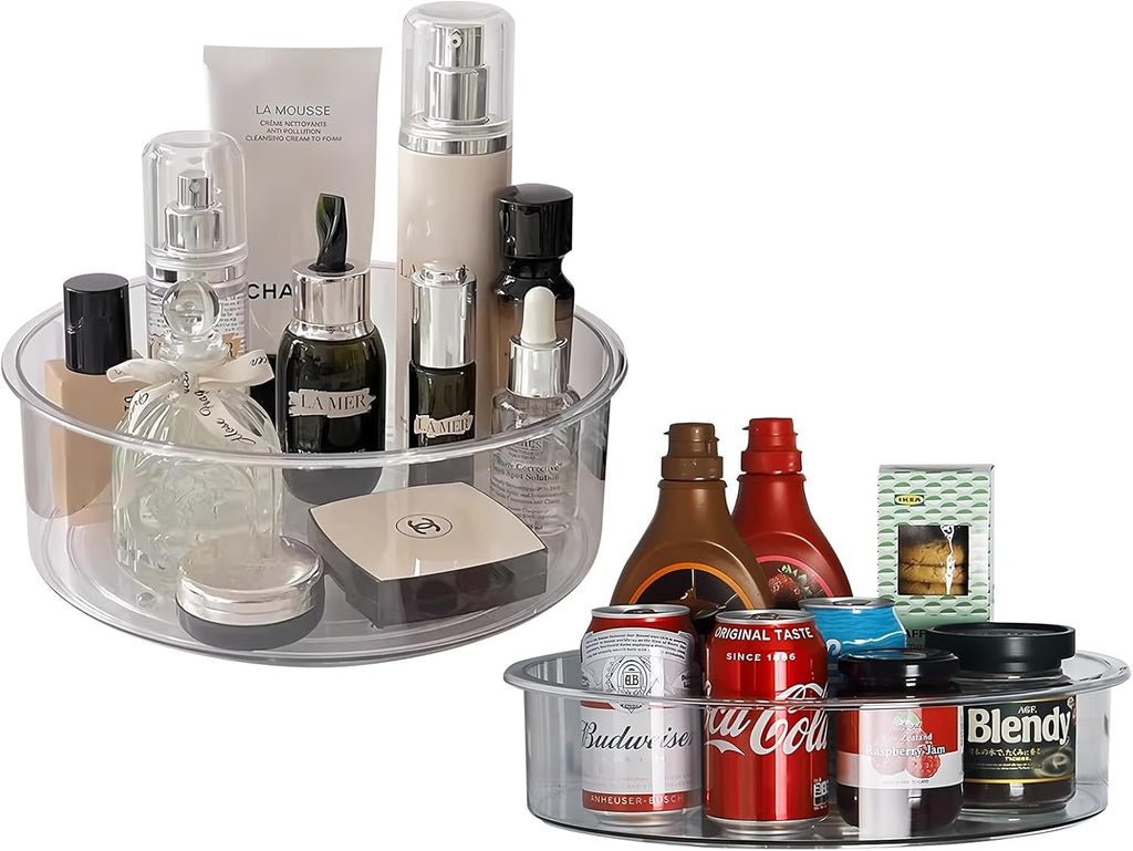 2 Pack Lazy Susan, 11.5 Inch Lazy Susan Organizer, 360 Degree Swivel, for Kitchen, Pantry, Refrigerator, Bathroom and Vanity Countertops (Clear) (2P-11.5 Inch)