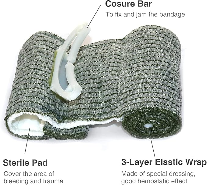 RISEN Israeli Bandage Vacuum Sterile Compression Bandages for First Aid Emergency Battle Wound Dressing Self-Rescue, 6 Inch, 1 Pack