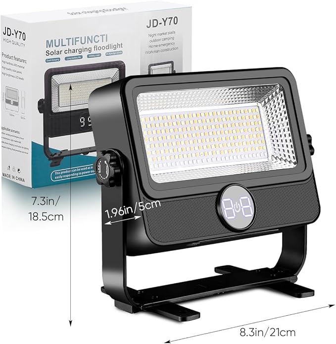 100W LED Work Light Rechargeable, Rechargeable Outdoor Light Solar Camping Lights with Magnetic, 4 Modes, Waterproof Portable Floodlight for Emergency, Repair, Camping