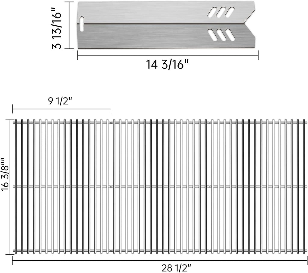 Kalomo Grill Grates Grill Heat Plates Shield Grill Replacement Parts for BBQ Uniflame Grill GBC1030W, GBC1030WRS, GBC1030WRS-C, GBC1134W, GBC1134WRS, Stainless Steel Cooking Grids Accessories