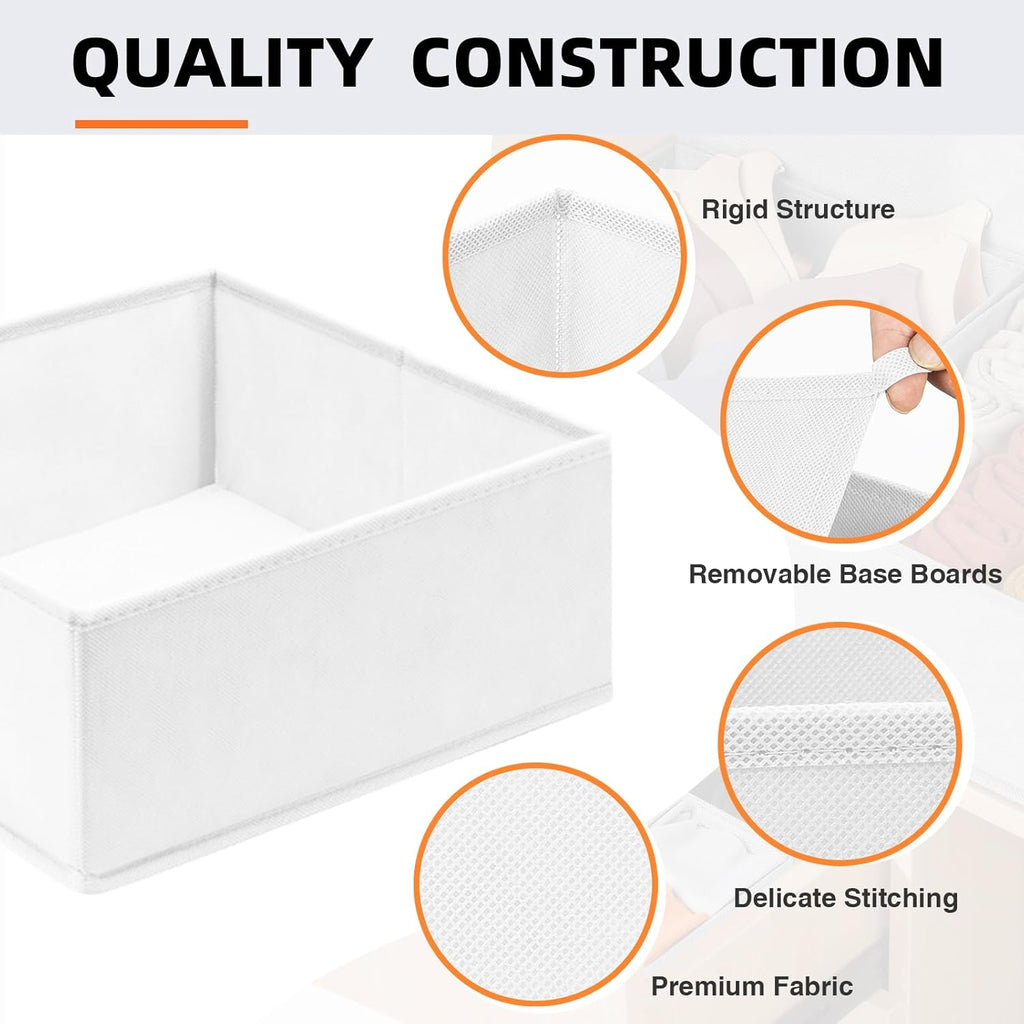 Criusia Drawer Organizer Clothes, 20 Pack Dresser Organizer Bins for Nursery Bedroom, Closet Organization and Storage Dividers for Clothing, Baby Clothes, Underwears, Socks (White)