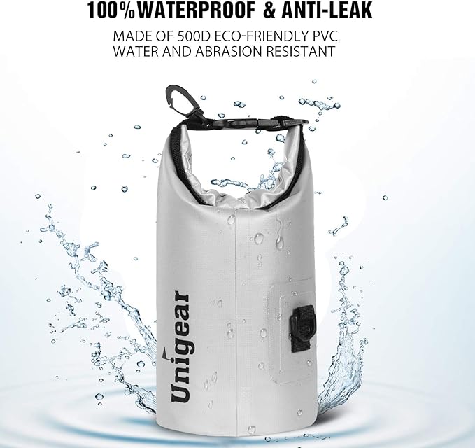Unigear Dry Bag Waterproof, 2L/5L/10L/20L/30L/40L Floating and Lightweight Bags for Kayaking, Boating, Fishing, Swimming and Camping with Waterproof Phone Case
