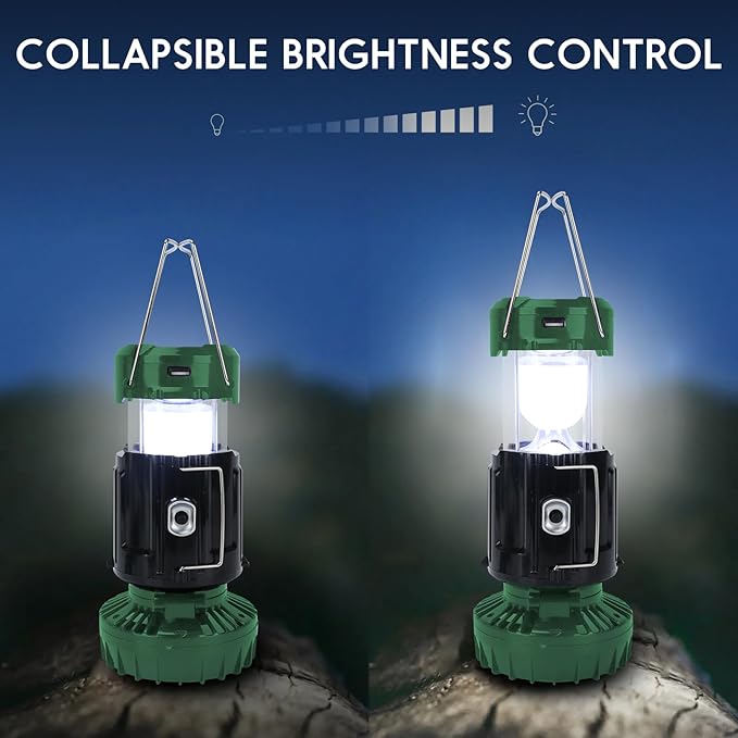 3 in 1 Portable Lantern - Collapsible Lightweight Camping Lantern for Power Outages Solar Flashlight Survival Kits for Indoor Outdoor Tent Home Emergency Essentials Hiking