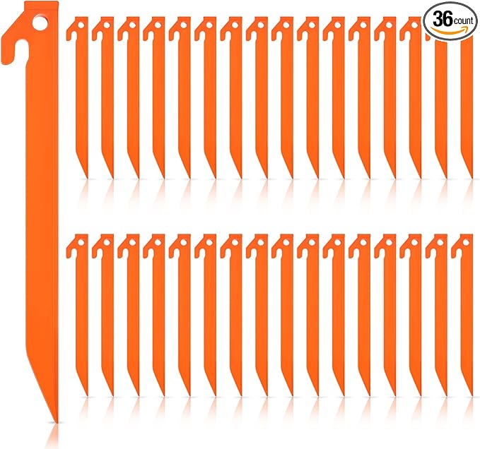 Deekin Plastic Tent Stakes 9 Inch Heavy Duty Tent Pegs Spike Hook Stakes for Summer Beach Garden Decorations Camping Outdoor Lawn Tarp