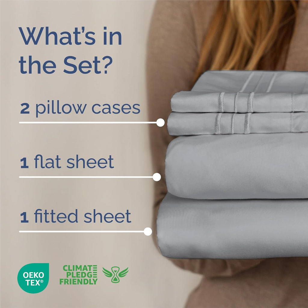 King Size 4 Piece Sheet Set - Comfy Breathable & Cooling Bed Sheets Set - Hotel Luxury Bedding for Women, Men, Kids, Teens, Boys & Girls - Deep Pockets, Soft and Wrinkle Free - Oeko-Tex - Steel Blue