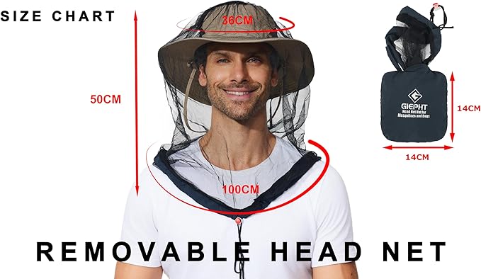 2 Pack Mosquito Head Net Mesh for Hiking & Outdoors,Bug Netting over Hat Adults Fishing,Insect Shield Protection Face Cover Mask Hood against Fly Midge Gnat