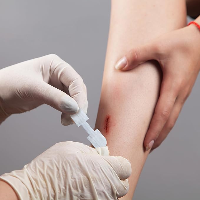 Wound Closure Strips - Emergency Laceration Closure Kit to Repair 3 Individual/Combine Wounds Without Stitches, Butterfly Bandages for Wound Closure to Close, Cover Wounds - Quick Clot