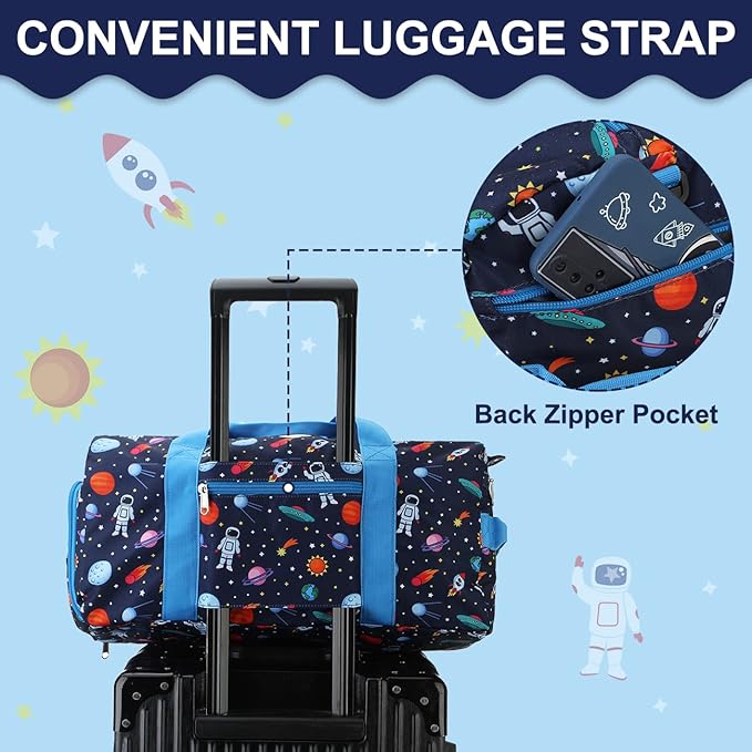 Kids Duffle Bag for Boys,RAVUO Water Resistant Travel Bag Overnight Bag Weekender Carry On Bag for Gym Sport with Shoe Compartment and Wet Pocket Space
