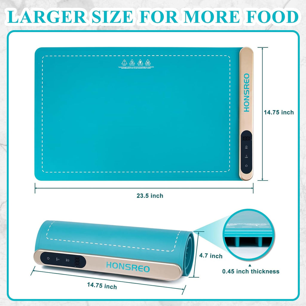 Electric Warming Tray, Silicone Heating Mat with 6 Temperature Modes and 6 Timer Settings Auto Shut-Off, Portable Foldable Roll Up Food Warmer Pad for Parties Gatherings, Home Everyday Use