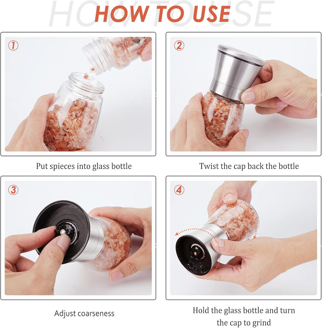 Original Stainless Steel Salt or Pepper Grinder - Top Spice Mill with Ceramic Blades, Brushed Stainless Steel and Adjustable Coarseness By Pepper Grinder （Single Package）