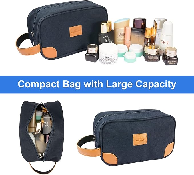 Lermende Toiletry Bag, Clear Shaving Dopp Kit for Men Travel Toiletry Bag with Hand Strap Unisex Bathroom Toiletries Organiser