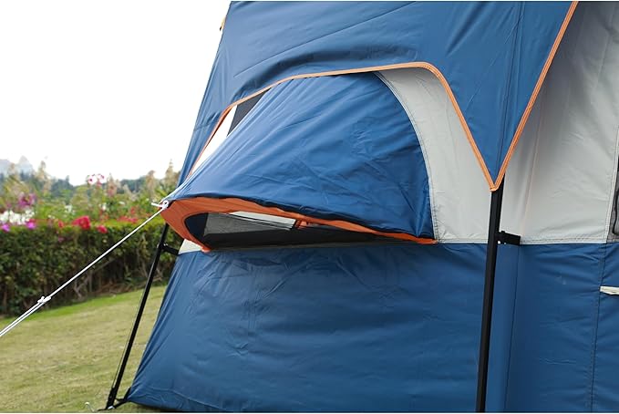 KTT Extra Large Tent 10-12-14 Person(B),Family Cabin Tents,2 Rooms,3 Doors and 3 Windows with Mesh,Straight Wall,Waterproof,Double Layer,Big Tent for Outdoor,Picnic,Camping,Family Gathering