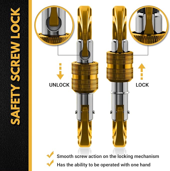 12kN (2697 lbs) Heavy Duty, Locking, Auto Locking, Wiregate Carabiner Clips, for Securing Pets, Outdoor, Camping, Hiking, Hammock, Dog Leash Harness, Keychains