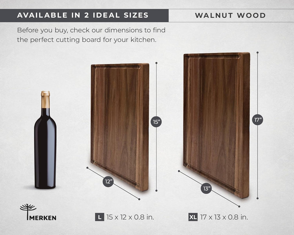 Premium Walnut Wood Cutting Board – XL End Grain Butcher Block – Extra Large Reversible Chopping Board with Juice Groove – For Meat, Cheese, Veggies, Charcuterie – Knife Friendly Kitchen Essential