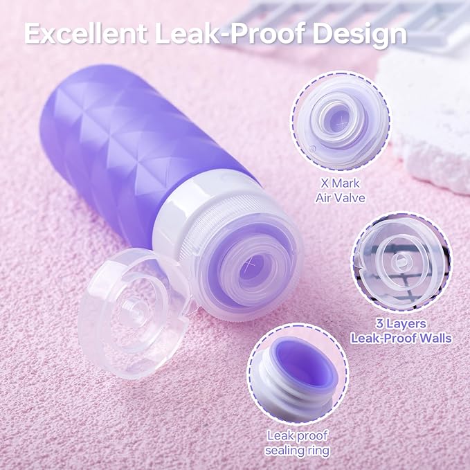 20 Pack Travel Bottles Set,Leak Proof TSA Approved Travel Size Containers, Silicone Squeezable Travel Essentials Jar Accessories for Conditioner, Shampoo, Lotion & Body Wash Accessories (Warm Color)