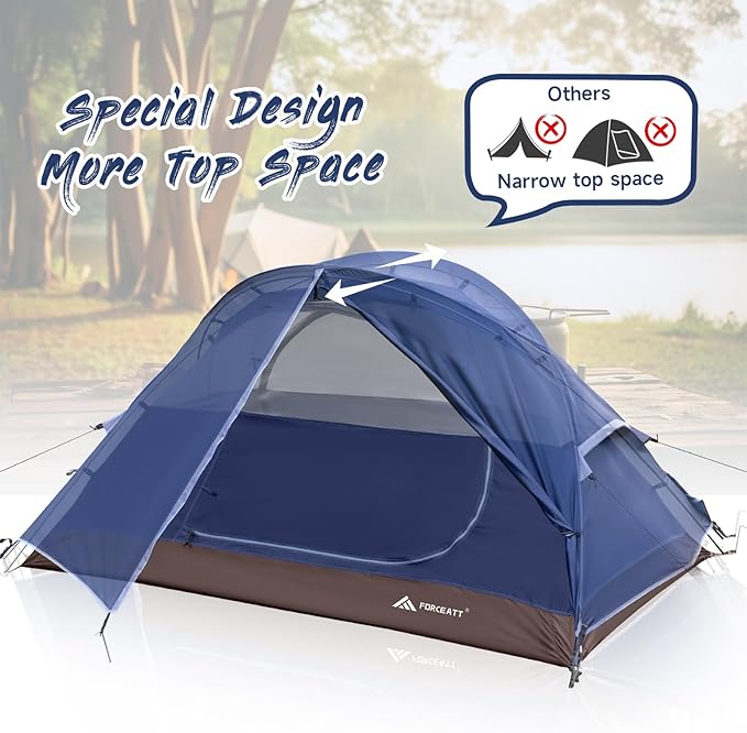 Forceatt Camping Tent 2 Person, Backpacking Tent Waterproof & Windproof, Ultralight Instant Tent with Rain Fly for Camping, Hiking, Outdoor