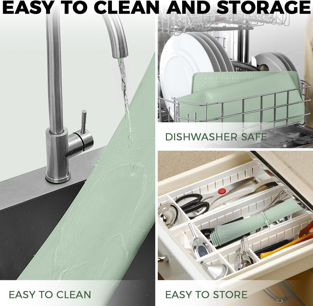 Silicone Baking Mat 24" x 16", Extra Thick Dough Rolling Mat with Measurements and Edge Heightening, Non-stick Food Grade Silicone Pastry Mat for for Pastry, Bread, Cookies, Pizza, Fondant, Pasta