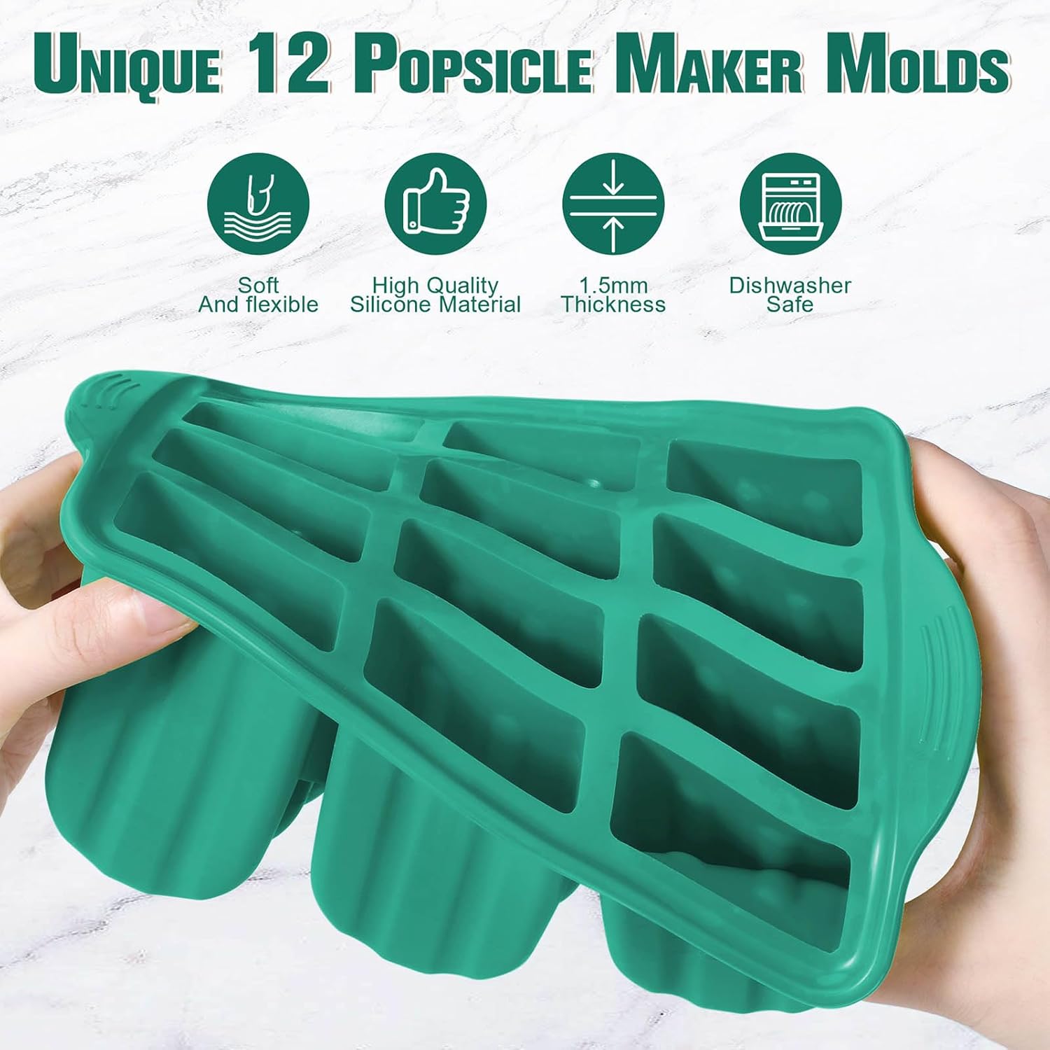 Silicone Popsicles Molds,Ice Pop Cream Mold Set Homemade Toddler Popsicle Maker For Kids Para Paletas De Helado Kulfi BPA Free, with 50 Sticks, 50 Bags,50 wire Ties (Navy blue)