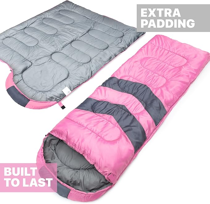 MalloMe Sleeping Bags for Adults Cold Weather & Warm - Backpacking Camping Sleeping Bag for Kids 10-12, Girls, Boys - Lightweight Compact Camping Essentials Gear Accessories Hiking Sleep Must Haves