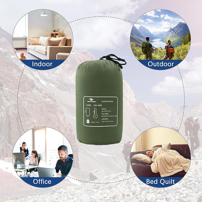 Envelope Sleeping Bag, Three Seasons Constant Temperature Sleeping Bag, Suitable for All Ages, Indoor Hotel Accommodation or Outdoor Travel…