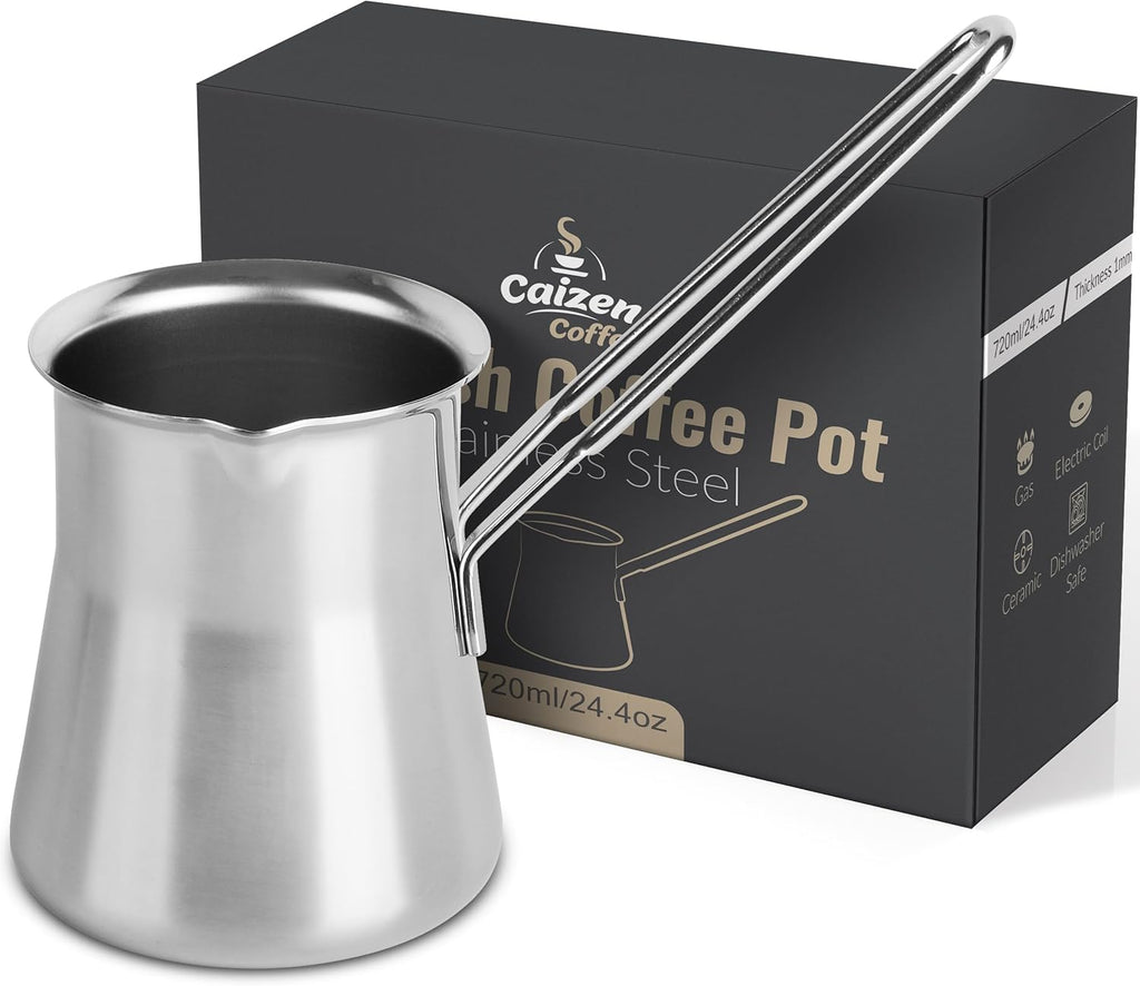 Quality Turkish Coffee Pot - Turkish Coffee Maker, Chai Pot, Arabic Coffee Pot, Briki Greek Coffee Pot, Greek Briki, Turkish Coffee Cezve, Turkish Coffee Pot Ibrik (24oz)