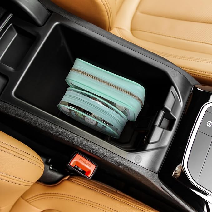 PACKISM TSA Approved Toiletry Bag - Light Green Turtle Leaves Print Clear Shell Bag and Upgrade Color-Edged Clear Toiletry Bags, Perfect for On the Go or Travel, Lightweight and Robust, 2 Pack