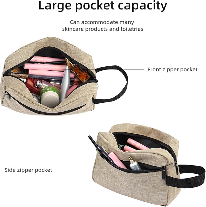 Travel Toiletry bag Toiletry bag for women men Hanging toiletry bag Cosmetic bag Travel accessories for Women Men (Khaki)