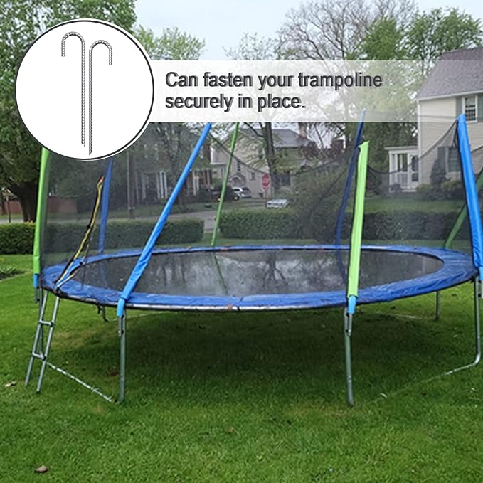 Rebar Stakes 12 Inch 16 Pack Tent Stakes Heavy Duty Metal J Hook, Fence Stakes for Trampoline, Fence, Camping Tent (16, J-12 x5/16)