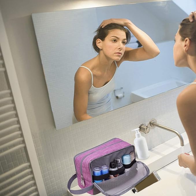 Toiletry Bag for Men/Women Hanging Dopp Kit Water Resistant Shaving Bag Small Toiletry Bag for Traveling (purple)