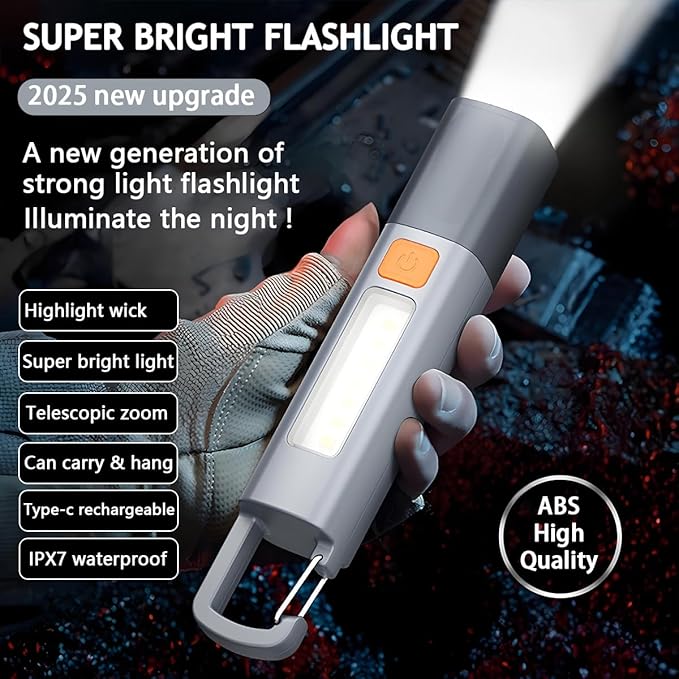 Rechargeable LED Flashlights High Lumens, 20,000 Lumens Super Bright Flashlight with USB Cable and Hook, 3 Modes, Waterproof Flash Light Handheld Powerful Flashlight for Home Camping Emergencies
