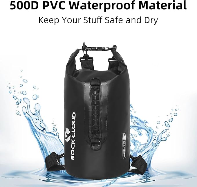 ROCK CLOUD Dry Bag Waterproof 10L Dry Sack for Kayaking Rafting Boating Beach Surfing Swimming Canoe Camping Hiking Fishing Ski