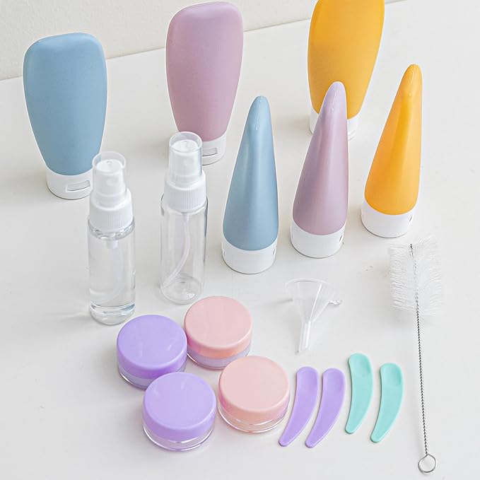 20 Pack Travel Bottles Set for Toiletries TSA Approved, Leak Proof Travel Size Containers Kit Portable Refillable Travel Accessories for Shampoo Conditioner Lotion Liquids (Multi-color)