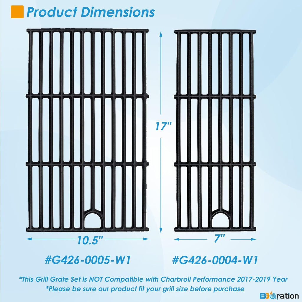 17" Grill Grate for Charbroil Performance 5 Burner 463448021 463449021 463450022 463451022 463455021 463458021, Cooking Grate for Charbroil Grill Replacement Parts G426-0004-W1 G426-0005-W1