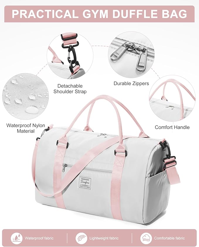 Gym Bag Womens,Travel Duffel Carry on Bag Sport Tote Bag Weekend Overnight Bag