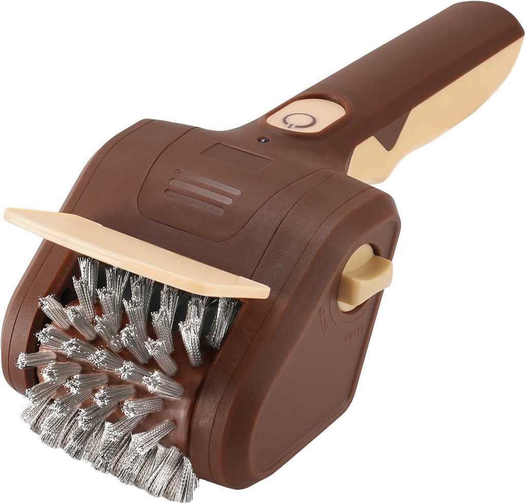 Grill Brush for Outdoor Grill, Cordless Electric BBQ Grill Cleaner with 700 RPM Stainless Steel Brush, Rechargeable Grill Cleaning Brush, Brown