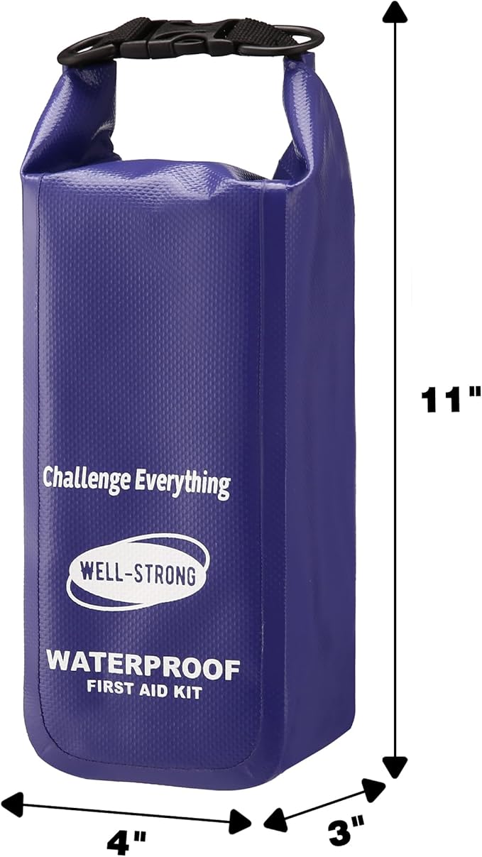 Waterproof First Aid Kit Roll Top Boat Emergency Kit with Waterproof Contents for Fishing Kayaking Boating Swimming Camping Rafting Beach Purple