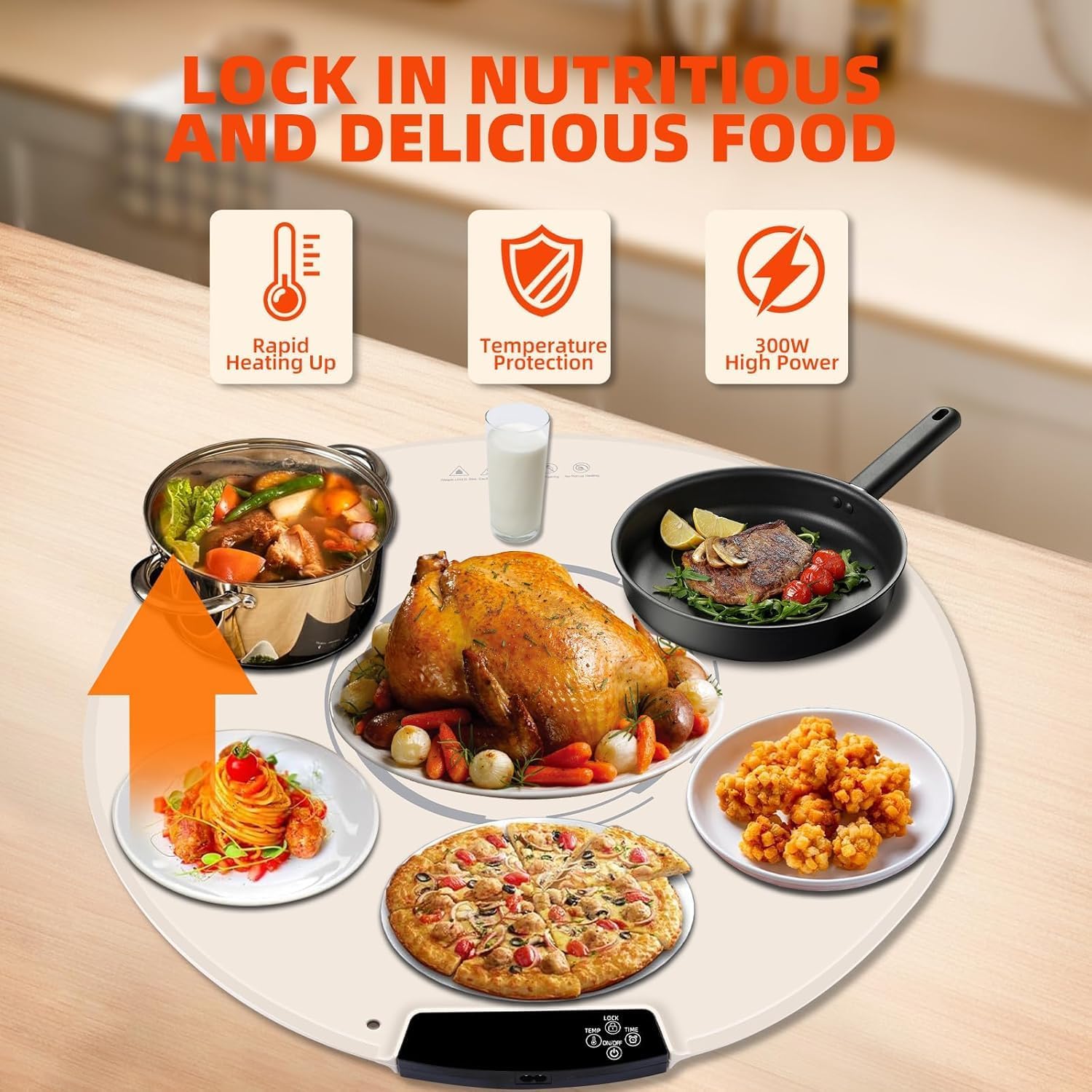 Food Warming Mat, Electric Warming Tray with Adjustable Temperature & Timer, Rollable & Portable, Rapid Full-Surface Silicone Heating Mat, Food Warmers for Gatherings, Parties, Buffets