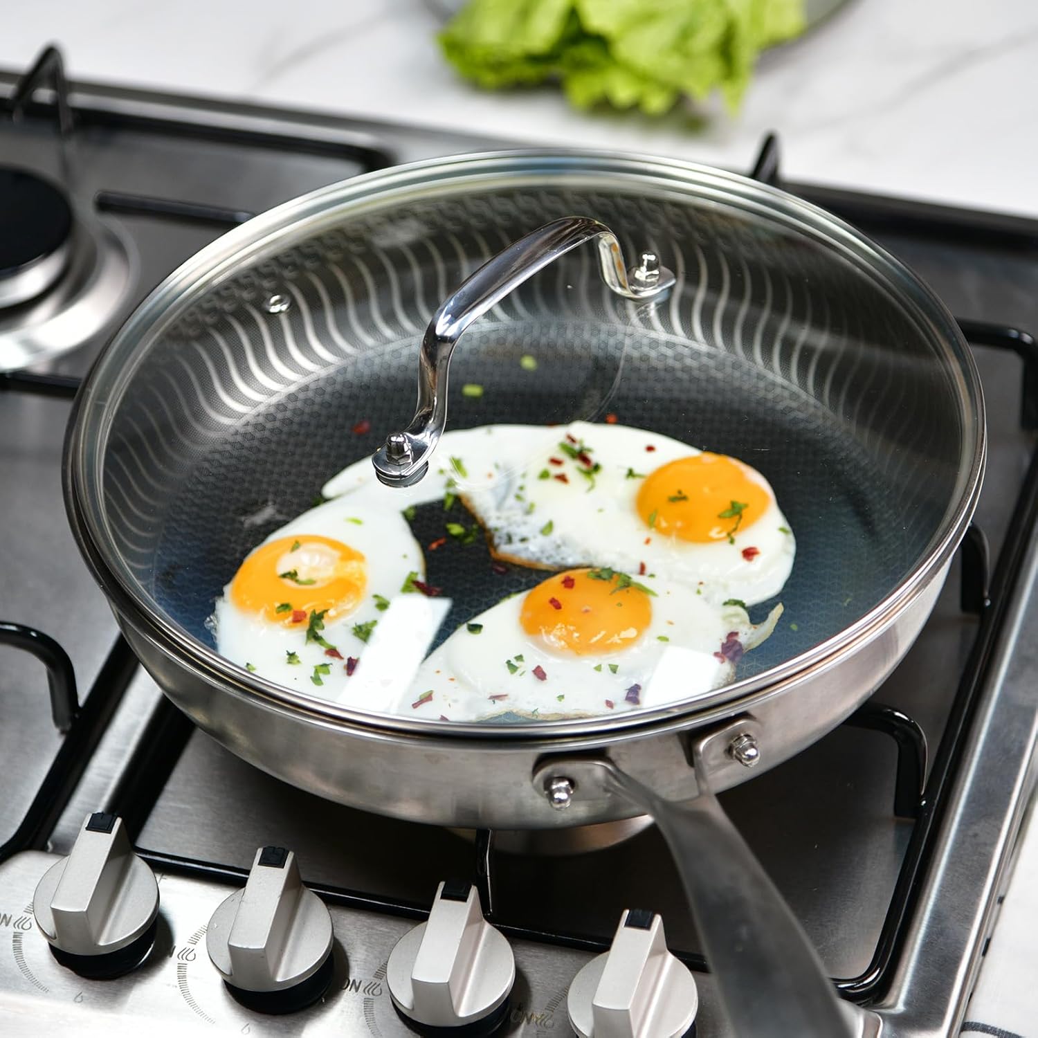 11 IN Glass Lid with Stainless Steel Handle for Frying Pan, Tempered Replacement Cover Compatible for All Cookware for Skillets, Round Cast Iron Aluminium, Stainless Steel Pans & Pots 276mm-292mm