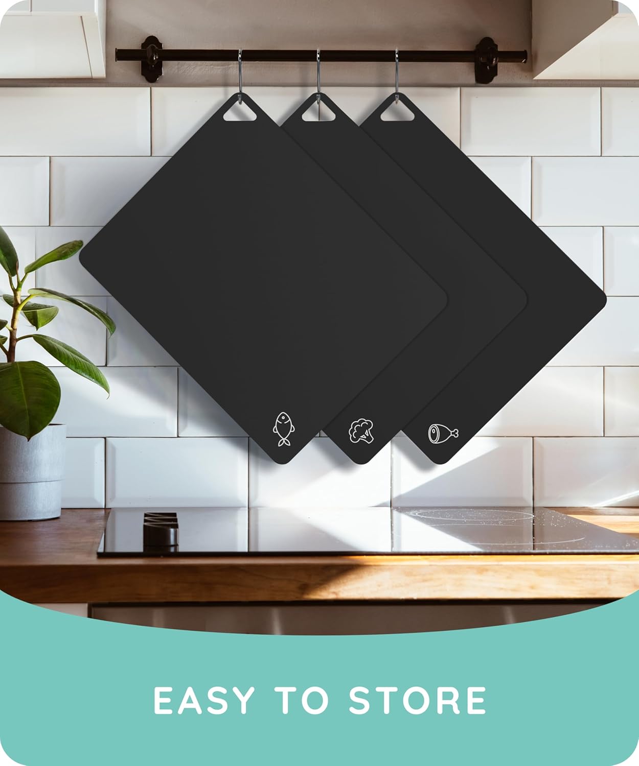 July Home Cutting Board Alternative for Kitchen - Extra Thick Flexible Plastic Cutting Board Set of 3, Non-Slip, BPA-Free, Easy to Clean, Colored Cutting Mats for Cooking, Durable Chopping Sheets