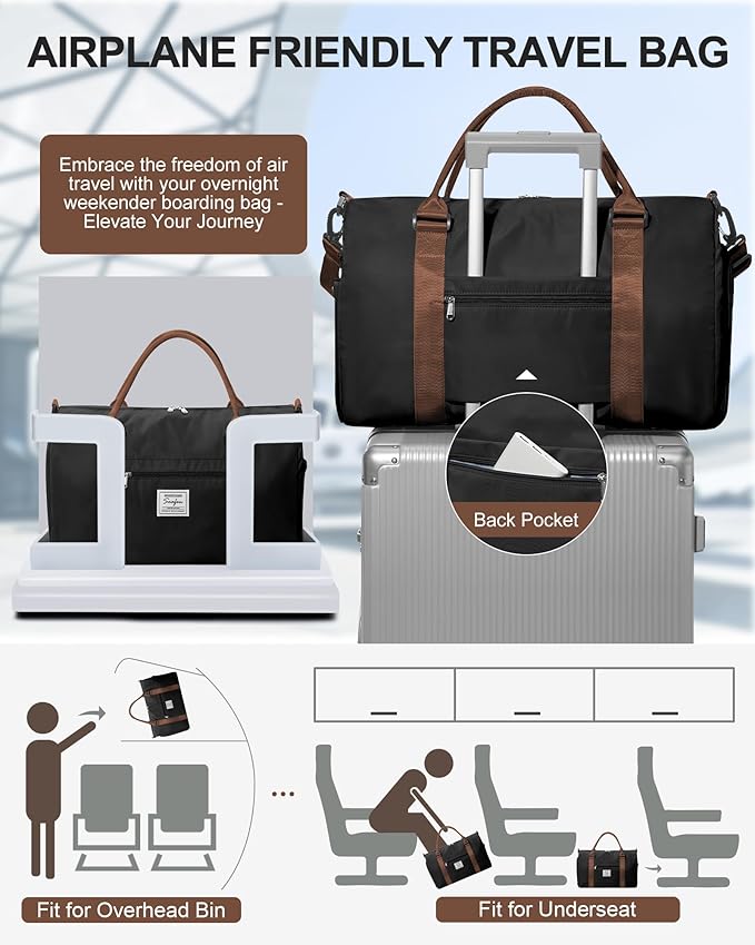 Gym Bag Womens,Travel Duffel Carry on Bag Sport Tote Bag Weekend Overnight Bag