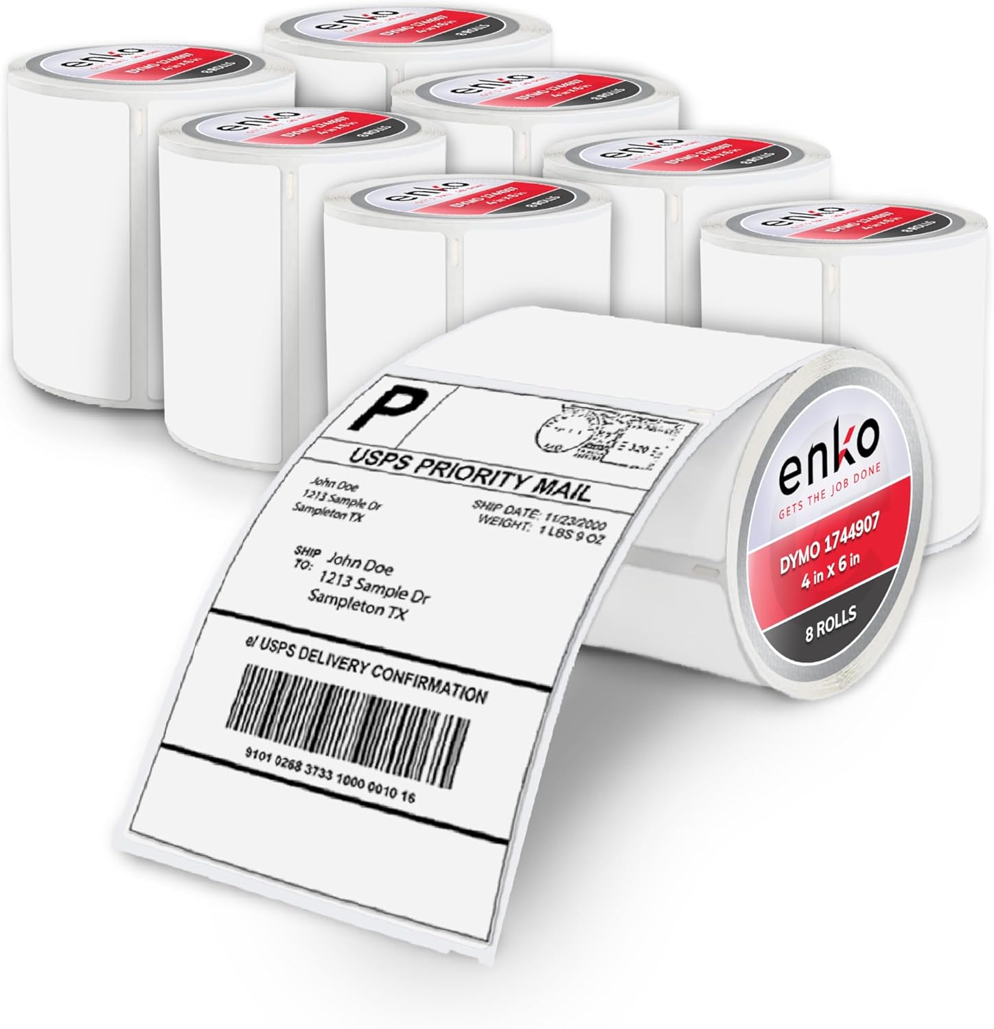 enKo Compatible Zebra 4x6 Label/Dymo Labels 1744907 (4 x 6) for Dymo Labelwriter 4XL Shipping Zebra Direct Thermal Printer (8 Rolls, 1760 Labels)