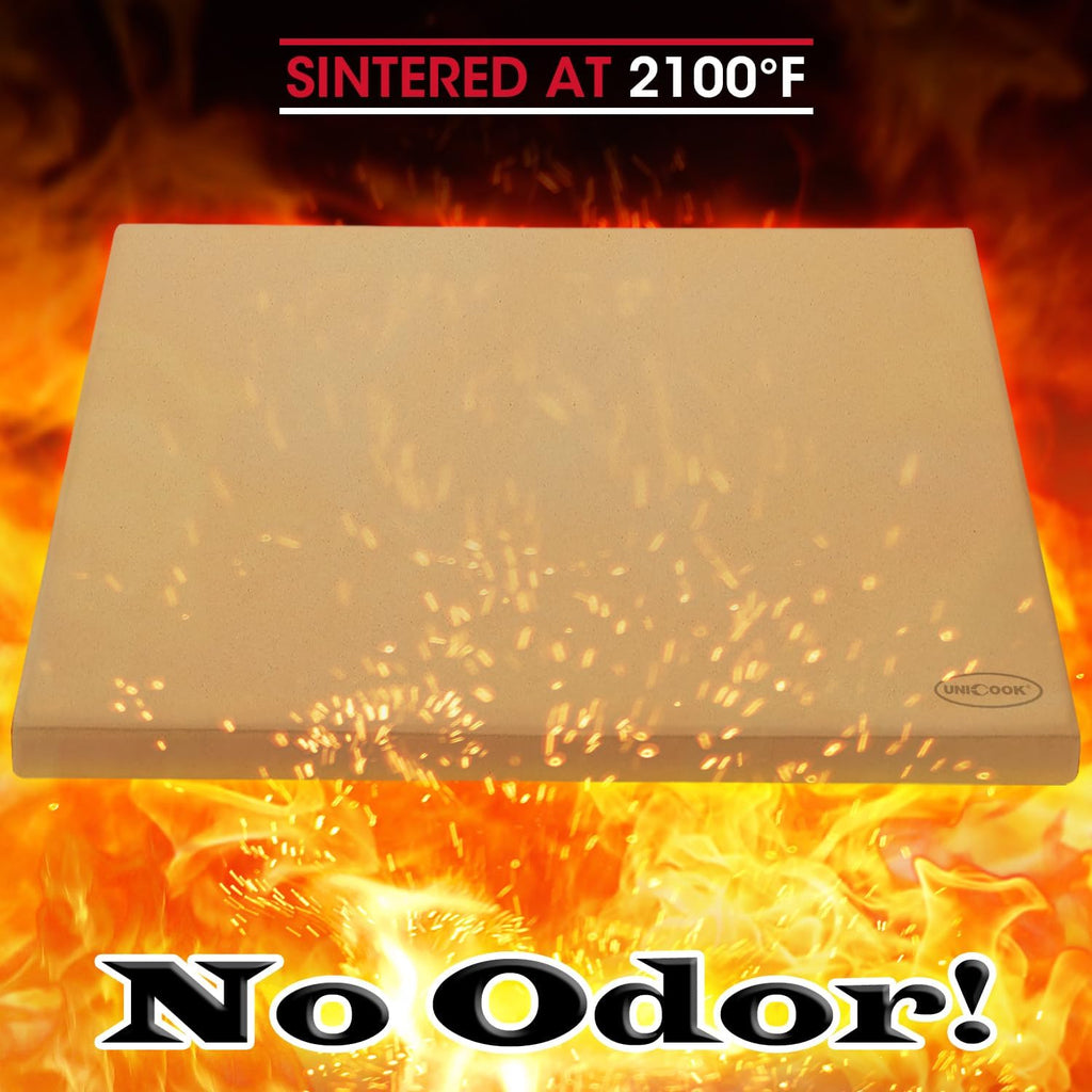 Unicook Extra Large Pizza Stone 18 Inch, Square Baking Stone for Oven and Grill, Heavy Duty Bread Pizza Pan, Thermal Shock Resistant Cooking Stoneware