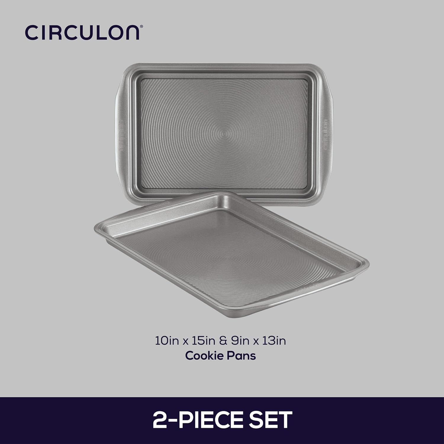 Circulon Nonstick Bakeware Set, Nonstick Cookie Sheet / Baking Sheet - 2 Piece, Gray