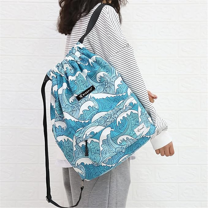 Waterproof Drawstring Bag, Gym Bag Sackpack Sports Beach Backpack for Men Women