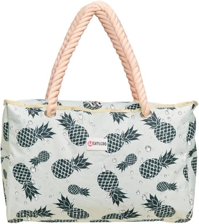 SHYLERO Beach Bag and Pool Bag. Has Airtight Pouch, Ton of Pockets. Beach Tote is Zippered, Water Resistant. Family Size