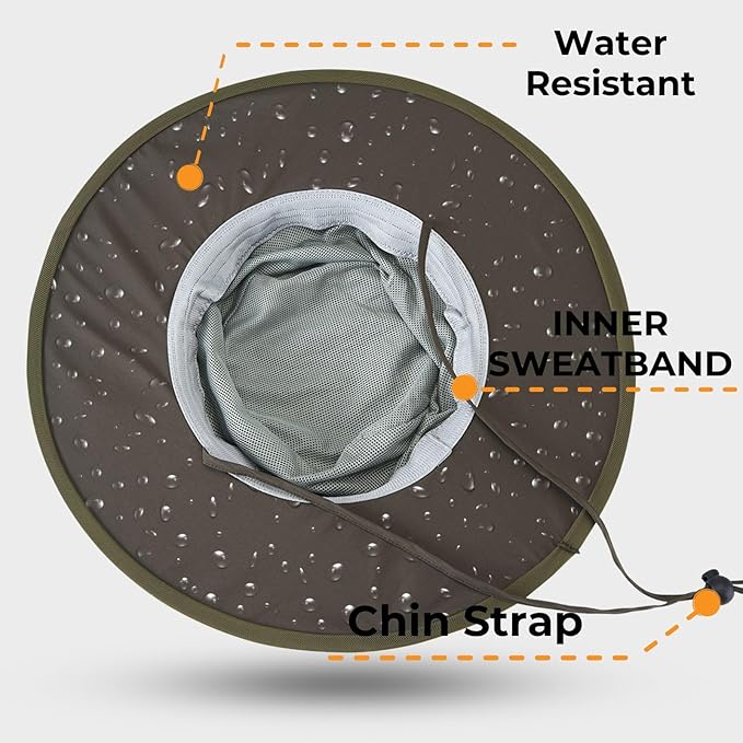 Flammi Mosquito Net Hat Safari Hat UPF 50+ Sun Protection Boonie Hats for Men with Neck Flap Fishing Hiking Hat for Men/Women