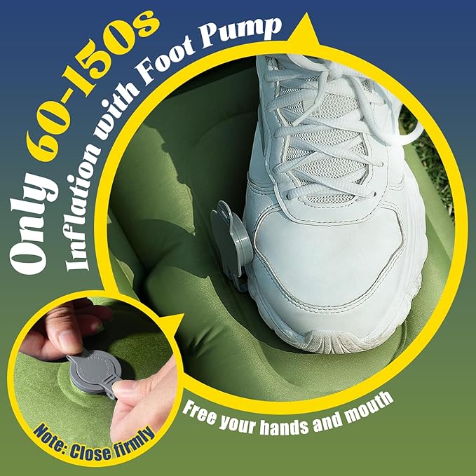 Double Sleeping Pad for Camping, 6" Extra-Thick 2 Person Camping Sleeping Pad with Pillow Built-in Foot Pump, Inflatable Sleeping Mat for Backpacking, Tent, Hiking Essentials Gear