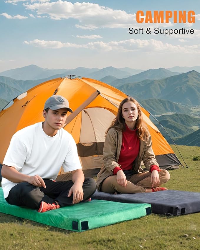 3 Inch Thick Memory Foam Sleeping Pad Camping Mattress,Portable Roll up Mattress-Car/Tent/Cot/Floor,Comfortable Sleeping Mats for Guests Kids Adult Sleepover